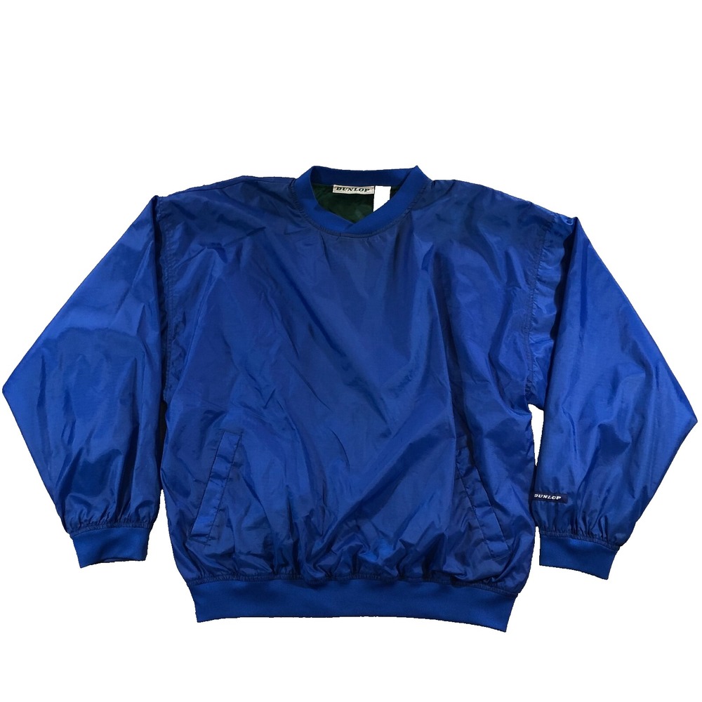 vtg dunlop pullover jacket mens L blue rip stop nylon tennis warm up
